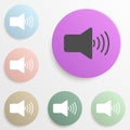 Sound sign badge color set. Simple glyph, flat vector of web icons for ui and ux, website or mobile application Royalty Free Stock Photo