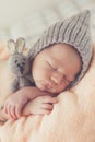 Sound sleep of the happy newborn child Royalty Free Stock Photo