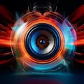 Sound speaker banner. Loud modern dance music. Creative poster. Royalty Free Stock Photo