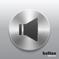 Sound speaker button with brushed metal texture Royalty Free Stock Photo