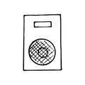 Sound speaker hand drawn in doodle style. , scandinavian, monochrome. single element for design sticker, poster, icon, card. music