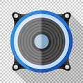 Sound speaker icon in flat style on transparent background