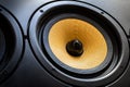 Sound Speaker. Loud Music Volume Concept Background. Professional studio equipment subwoofer close-up. High quality acoustic Royalty Free Stock Photo