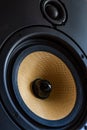 Sound Speaker. Loud Music Volume Concept Background. Professional studio equipment subwoofer close-up Royalty Free Stock Photo