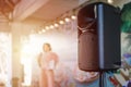 Sound speaker at stage side music entertainmaent technology device Royalty Free Stock Photo