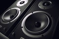 Sound speakers close-up. Audio stereo system. Royalty Free Stock Photo