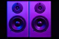 Sound speakers with neon light, hi-fi multimedia monitor
