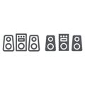 Sound system line and glyph icon, party and music, stereo system sign, vector graphics, a linear pattern on a white Royalty Free Stock Photo