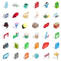 Sound technician icons set, isometric style