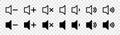 Sound vector icons collection. Black volume audio icons. Sound volume icons. Speaker volume icon. Audio voices sound symbols.