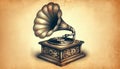 A phonograph, later called a gramophone and since the 1940s a record player Royalty Free Stock Photo