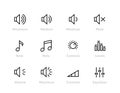 Sound, Volume, Controls Equaliser, Note, Levels Editable line icons