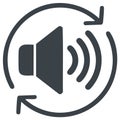 Sound Volume Icon with Rotation Arrows, Audio Repeat, Loop Audio, Volume Control Royalty Free Stock Photo