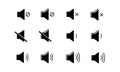 Sound volume icons set with different signal levels on white background. ÃÂn icon that increases and reduces the sound. Sound icon Royalty Free Stock Photo
