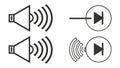 Sound volume icons vector set, audio control symbols, speaker and sound art vector design Generative AI
