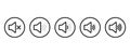 Sound volume level outline icon on circle line