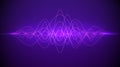 Sound wave. Abstract purple color light dynamic flowing. Music or technology background. Vector illustration