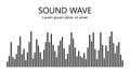 Sound wave. Audio equalizer. Detailed black lines on white background. Musical concept. Vector illustration Royalty Free Stock Photo