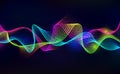 Sound wave background. Abstract audio equalizer, digital voice technology, music waveform signal. Vector sound wave Royalty Free Stock Photo