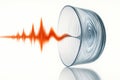 A sound wave distorting a glass glass. Space for text. Royalty Free Stock Photo