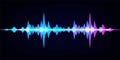 Sound wave equalizer. Modern audio spectrum. Abstract digital wave. Vector waveform on dark background Royalty Free Stock Photo