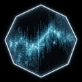A sound wave frequency visualization inside a glowing hexagonal frame design. vector design Generative AI Royalty Free Stock Photo