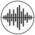 Sound Wave Icon in Circle, Audio Visualization, Music Frequency Graphic, Minimalist Design Royalty Free Stock Photo