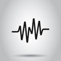 Sound wave icon in flat style. Heart beat vector illustration on isolated background. Pulse rhythm business concept