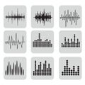 Sound Wave Icon Set. Music soundwave icons set.