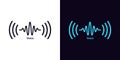 Sound wave icon for voice recognition in virtual assistant, speech signal. Abstract audio wave, voice command control