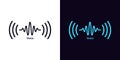 Sound wave icon for voice recognition in virtual assistant, speech signal. Abstract audio wave, voice command control