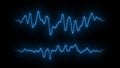 Sound wave line signal. Waveform audio spectrum. FUI, HUD element. Seamless loop