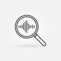 Sound Wave in Magnifying Glass vector outline concept icon Royalty Free Stock Photo