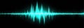 Sound Wave Pattern Visualization in Bright Turquoise Shade Against Black Background Royalty Free Stock Photo
