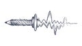 Sound Wave with Pencil, Audio Editing and Creativity, vector design Generative AI Royalty Free Stock Photo