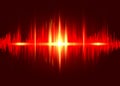 sound wave rhythm background. Fire wave flames digital Sound Wave equalizer, technology and earthquake wave concept, red light Royalty Free Stock Photo