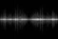 Sound wave rhythm on black background. Abstract motion audio signal symbol. Vector illustration