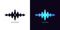 Sound wave shape with microphone for virtual voice assistant. Abstract audio wave, voice command control, waveform