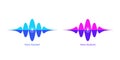 Sound wave shape with microphone for virtual voice assistant. Abstract audio wave, voice search and control, waveform Royalty Free Stock Photo