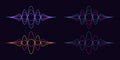 Sound wave shape. Set of abstract audio wave, acoustic line waveform. Soundwave vibration