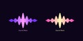 Sound wave shape for virtual voice assistant. Abstract audio wave, voice command control, waveform with gradient