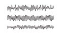 Sound wave signals set. Black audio track beats diagram collection. Voice or music sample concept. Pulse lines