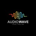 Sound wave template logo music dj audio system. Brand identity. Clean and modern style design