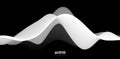 Sound wave visualiztion. 3D black and white solid waveform. Voice sample pattern. Royalty Free Stock Photo