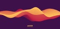 Sound wave visualiztion. 3D orange solid waveform. Voice sample pattern. Royalty Free Stock Photo