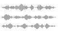 Sound wave or voice message waveform. Podcast, media record, radio signal. Decibel audio record icon isolated on white
