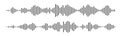 Sound wave or voice message waveform. Podcast, media record, radio signal. Decibel audio record icon isolated on white