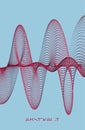 Sound waves. Big data visualization. Array with dynamic particles. Abstract grid design. 3d vector illustration for science or Royalty Free Stock Photo