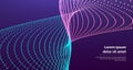 Sound waves. Big data visualization. Array with dynamic particles. Abstract grid design. 3d vector illustration for science or Royalty Free Stock Photo
