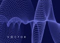 Sound waves. Big data visualization. Array with dynamic particles. Abstract grid design. 3d vector illustration for science or Royalty Free Stock Photo